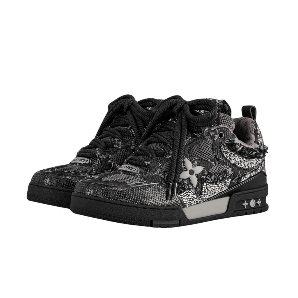Skater Monogram Schwarz Silber Glitzer