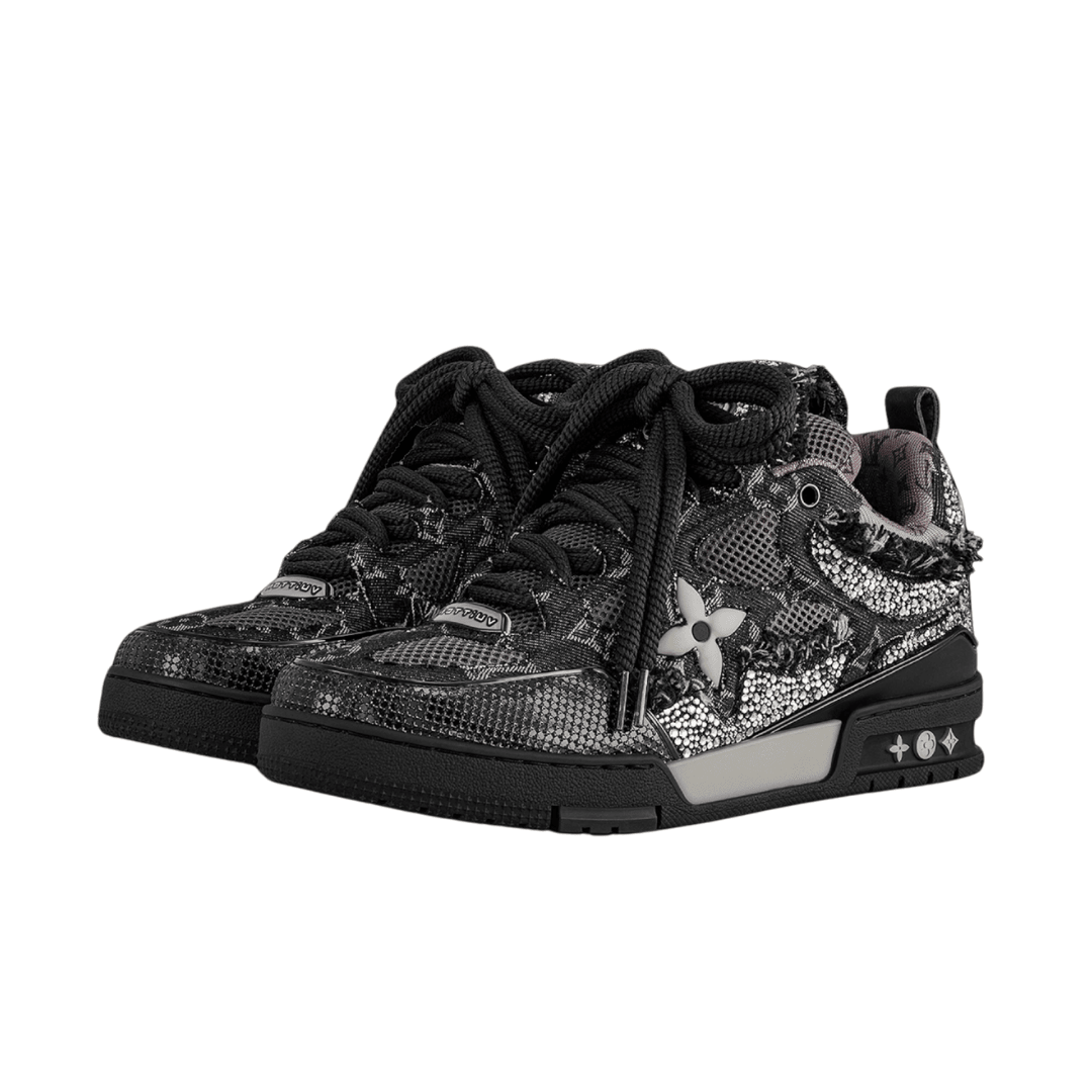 Skater Monogram Schwarz Silber Glitzer