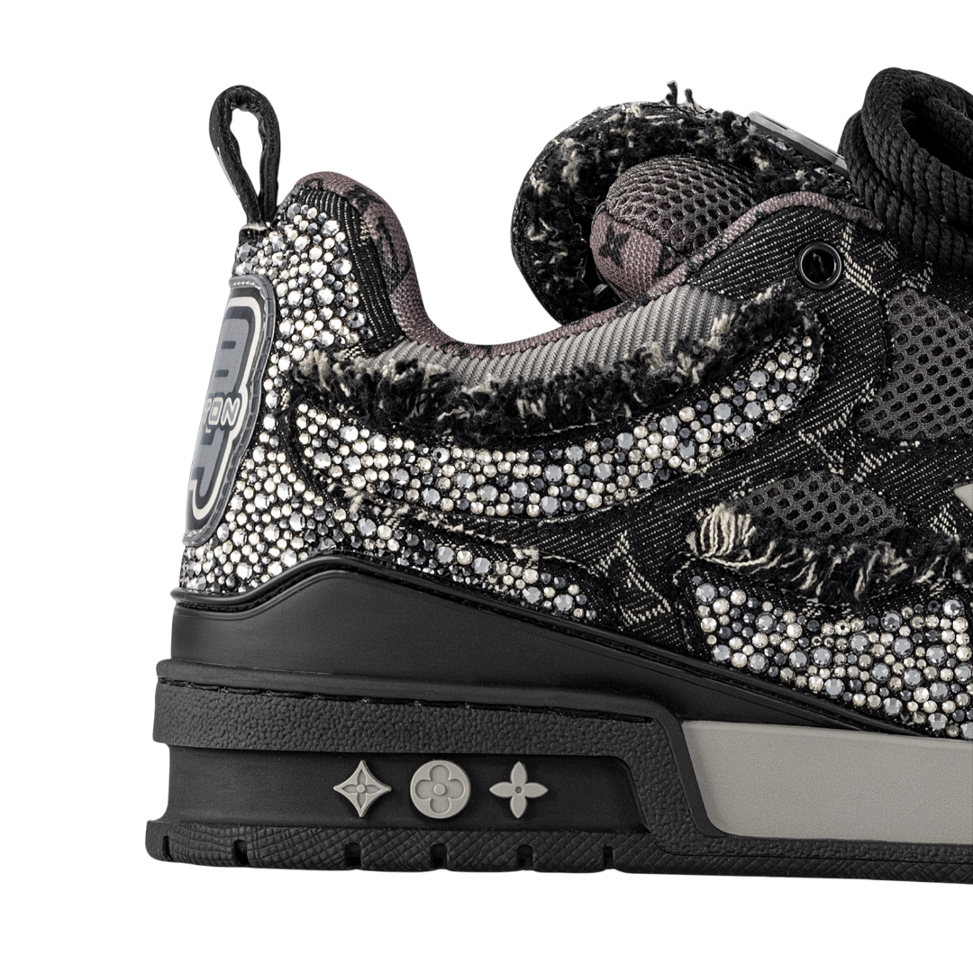 Skater Monogram Schwarz Silber Glitzer