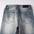 Amr Blue Patch Ripped Jeans