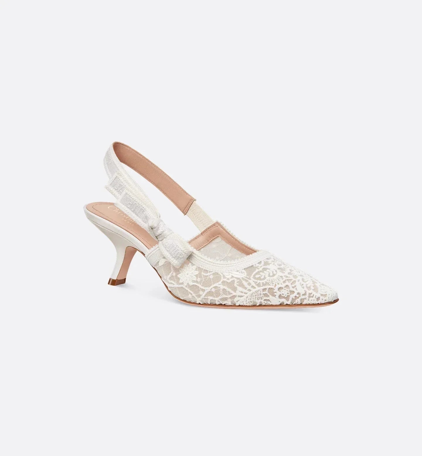 JADIOR-SLINGBACK PUMP LOW WHITE LACE