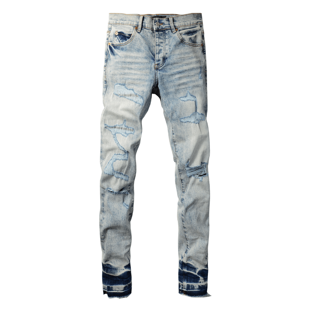Purple Light Blue Patch Jeans