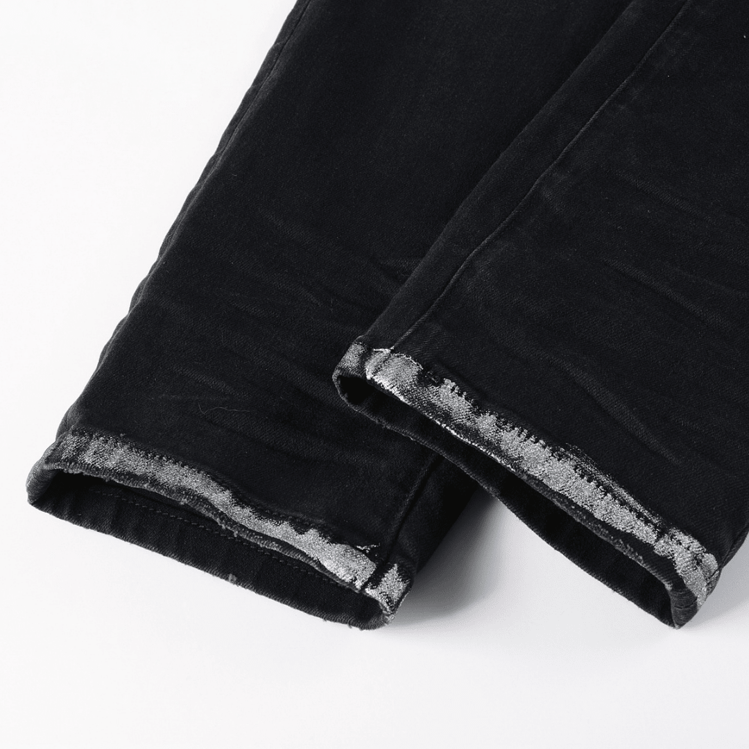 Purple Monogram Patch Ripped Jeans