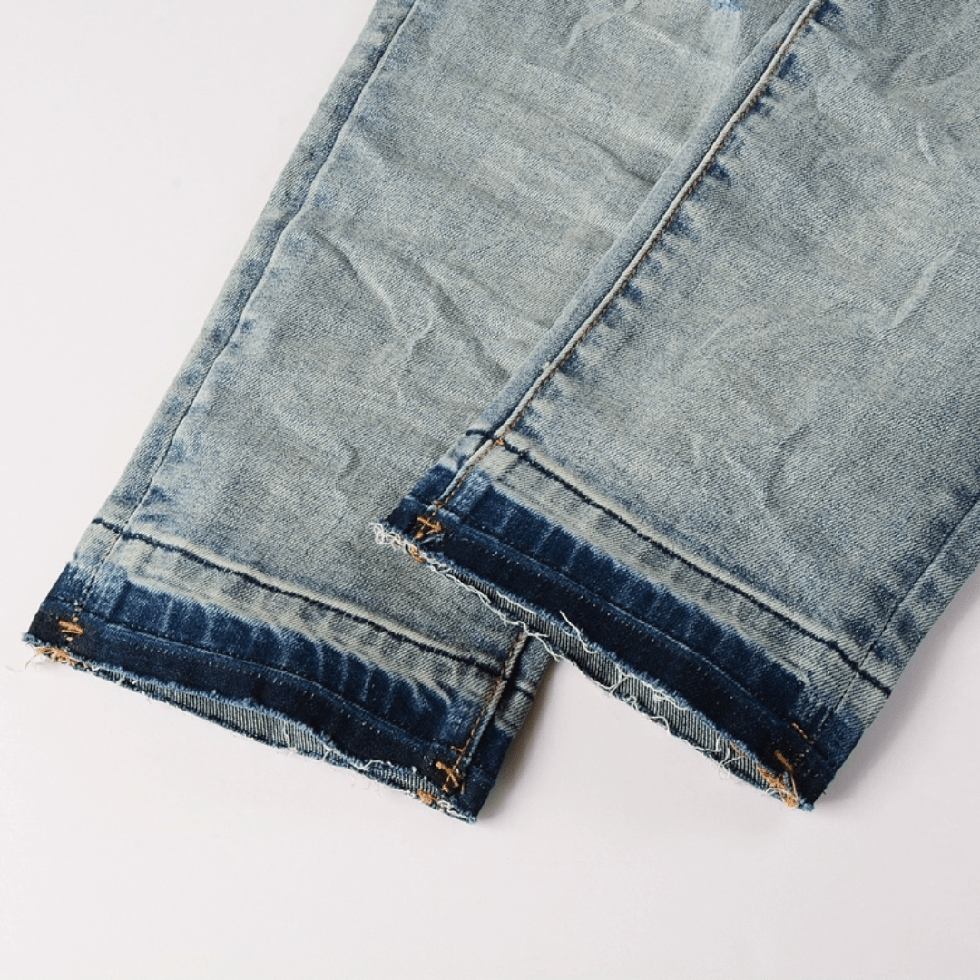 Purple Ripped Blue Jeans