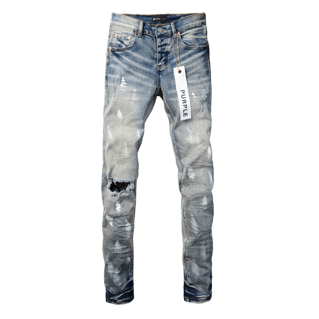 Purple Ripped Paint Jeans